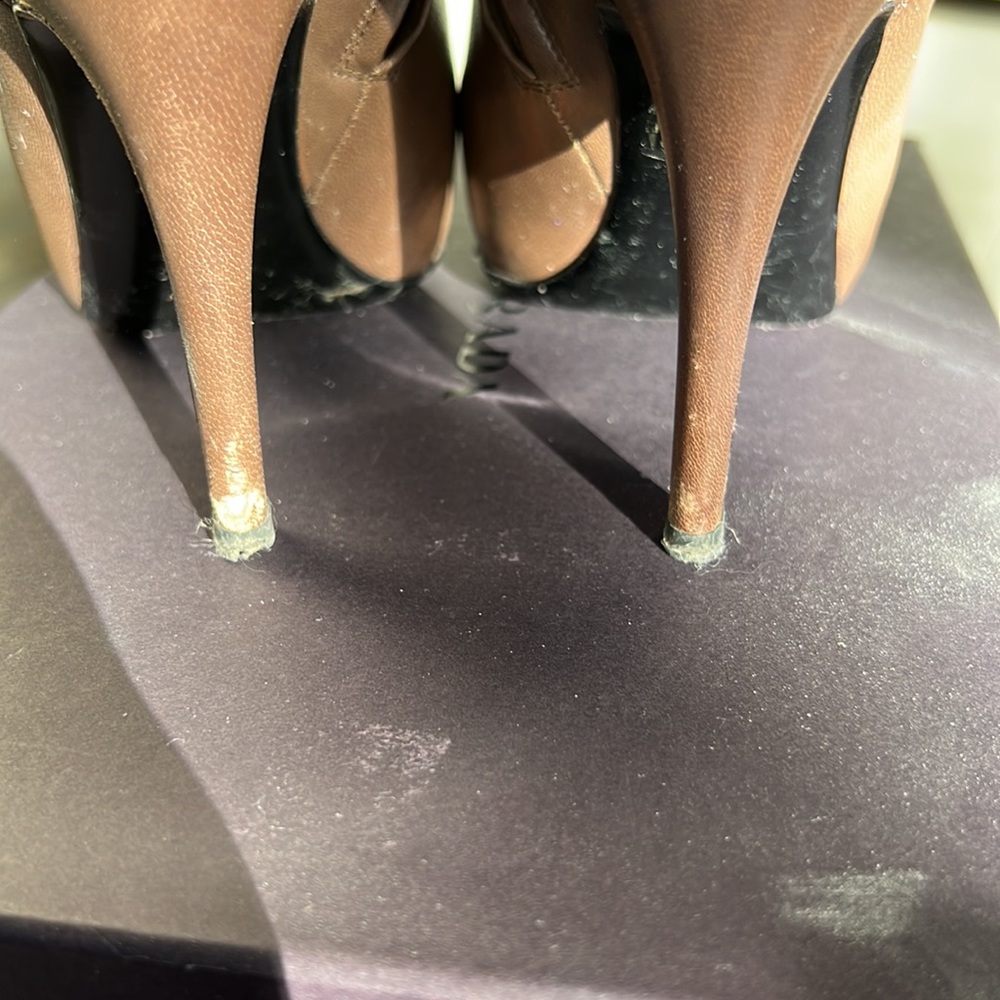 Prada Calzature Donna Mordore Bootie Heels, Cafe color size 37.5 EU - Picture 6 of 8